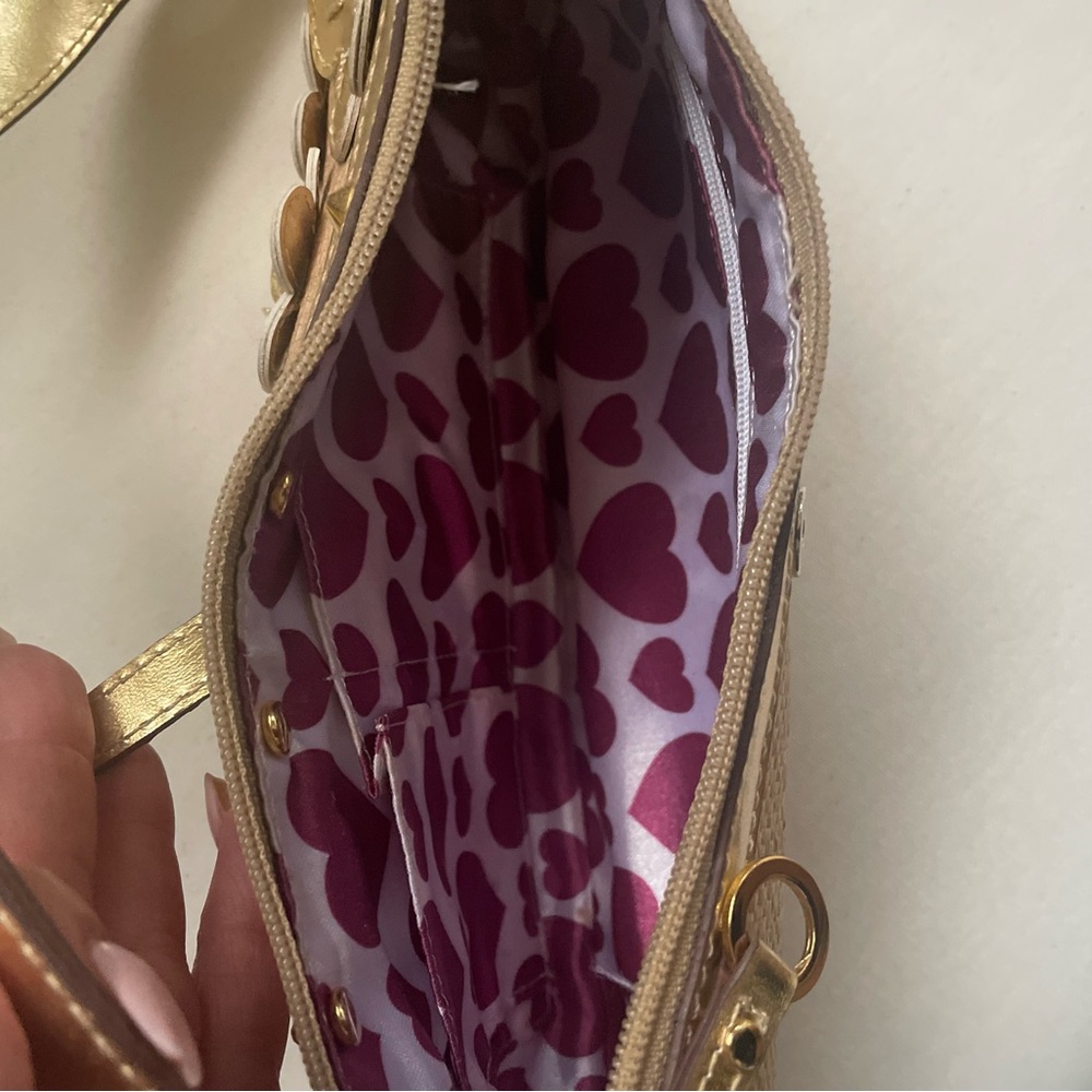 Guess Gold and Tan Mini Bag with Floral Accents - Picture 8 of 8